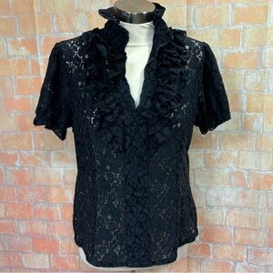 Moa Moa Ruffled Black‎ Lace Top